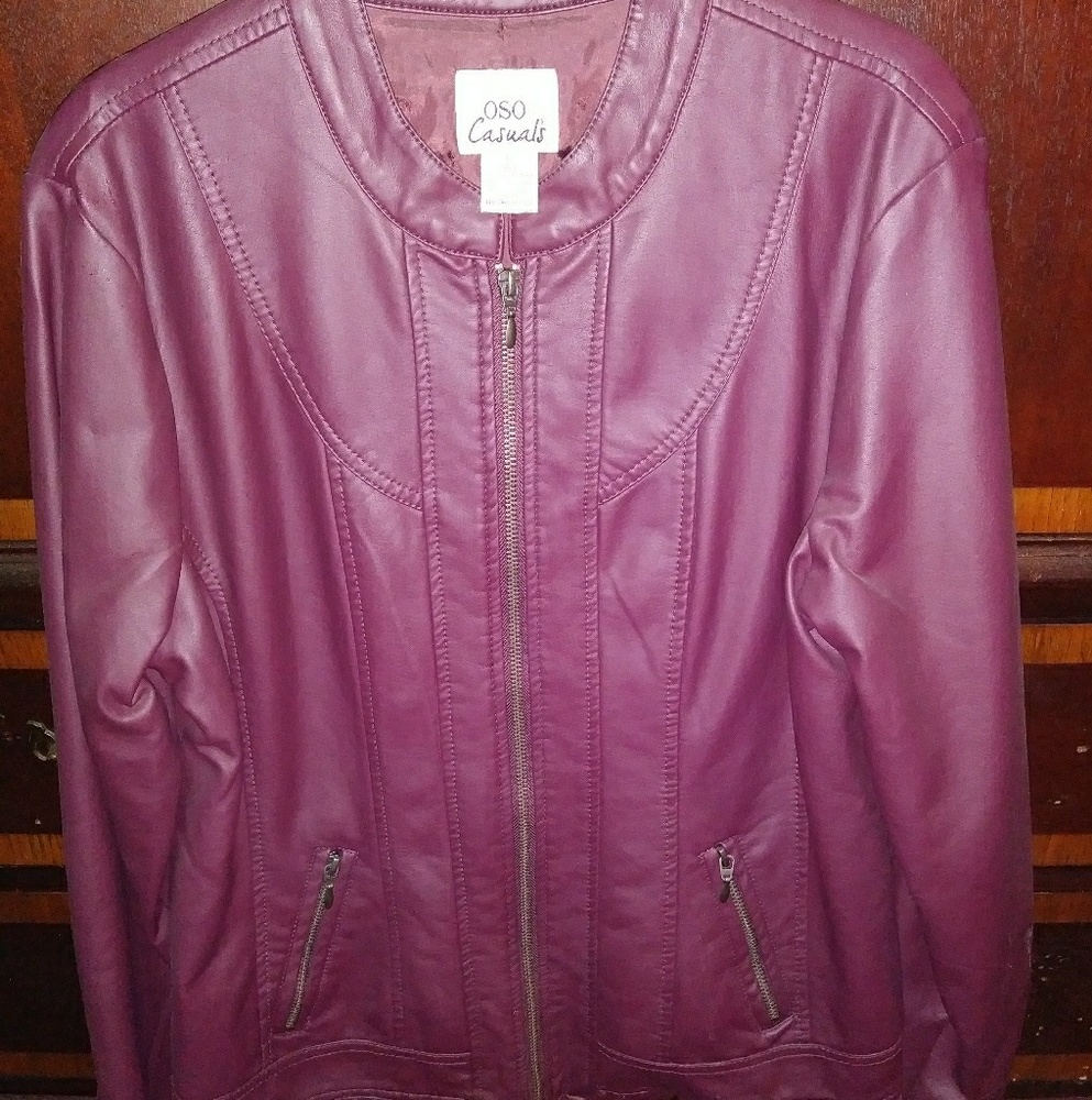 OSO Casuals Plum Leather Jacket